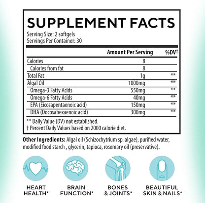 DR. MORITZ Vegan Omega 3 DHA Omega-3 Fatty 1000mg - (60 Count 1))