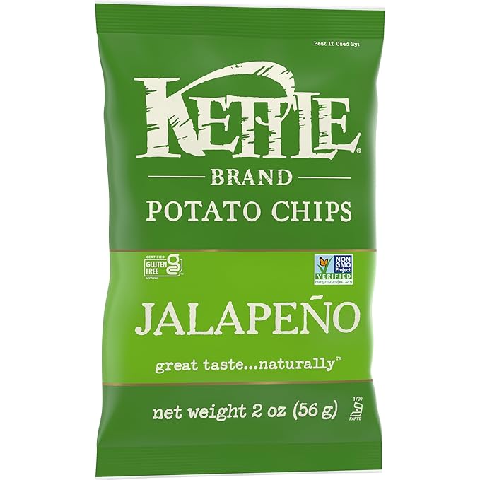 Kettle Brand Potato Chips, Jalapeno Kettle Chips, Snack Bag, 2 Oz (Pack of 6)