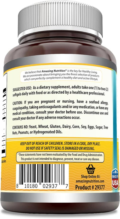 Amazing Omega Norwegian Cod Liver Oil 1250 Mg Omega-3, EPA, 120 Count)