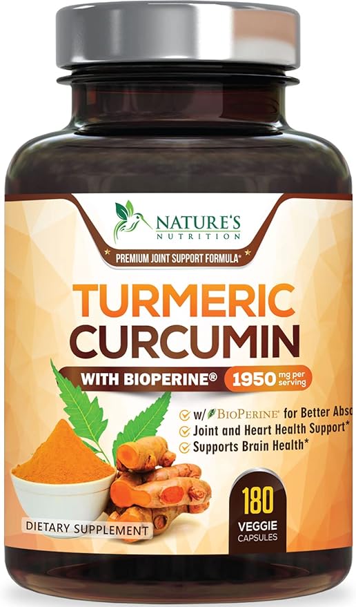 Turmeric Curcumin with BioPerine 95% Standardized 1950mg - 180 Capsules