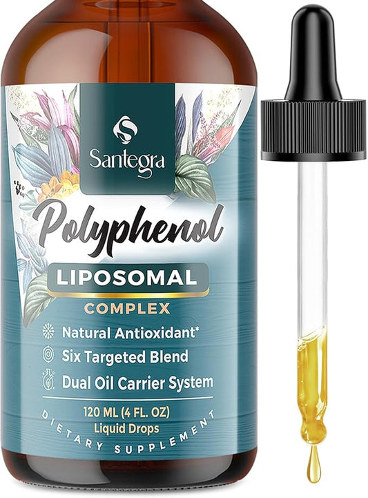 4300 MG Polyphenols Supplement Liposomal, Over 27 Polyphenol Complex & Powerful Antioxidant, with MCT & Olive Oil, Quercetin Extract, Hawthorn Berry Extract, for Age Defense, Energy, Immune, 120 ML