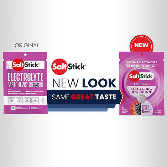 SaltStick Electrolyte FastChews Chewable Tablets | 120 Count - Mixed Berry | Salt Tablets for Runners, Sports Nutrition, Hydration Tablets, Electrolyte Chews | 12 Packets of 10 Tablets Each