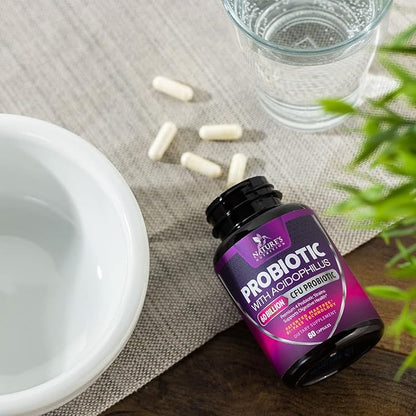 Probiotics 60 Billion CFU per Serving - 10 Strains + Prebiotics - Immune, Digestive & Gut Health Support, Supports Occasional Constipation, Gas & Bloating for Women & Men, Shelf Stable - 60 Capsules