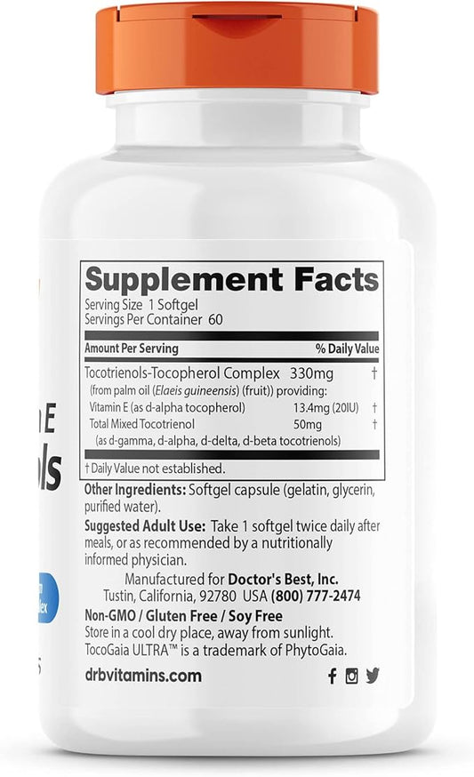 Doctor's Best Vitamin E Tocotrienols contains 60 Count