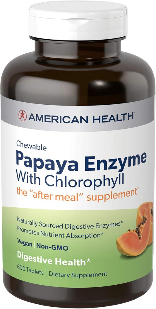 American Health Papaya Enzyme with Chlorophyll 600 Count (200 Total