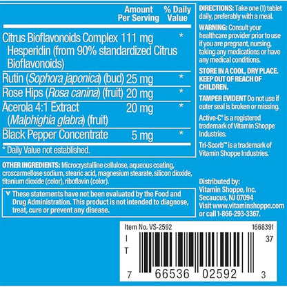 The Vitamin Shoppe Active-C with Bioflavonoids, 500 MG (100 Tablets)
