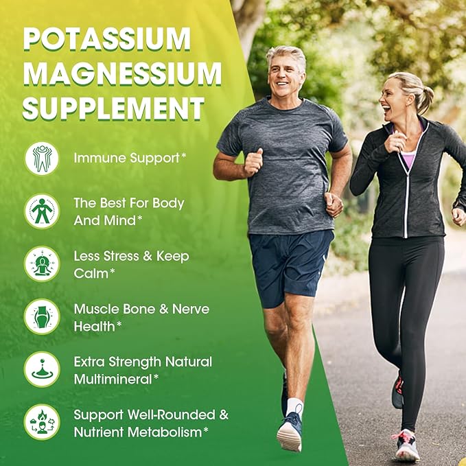 Potassium Magnesium Supplement,Magnesium Complex 500mg & 99mg Liquid D3 Zinc,Sugar Flavor,2 Fl
