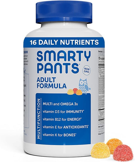 SmartyPants Multivitamin for Men & Women: D3, C, B12, B6, B6, Vitamin 3 Fish 180 Count (30 Day