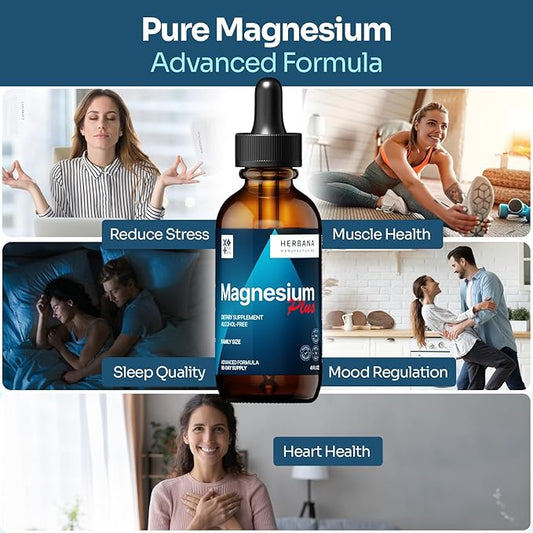 Triple Complex Magnesium 4 oz Liquid Drops B6, D, 100% Absorption 90-Day Supply