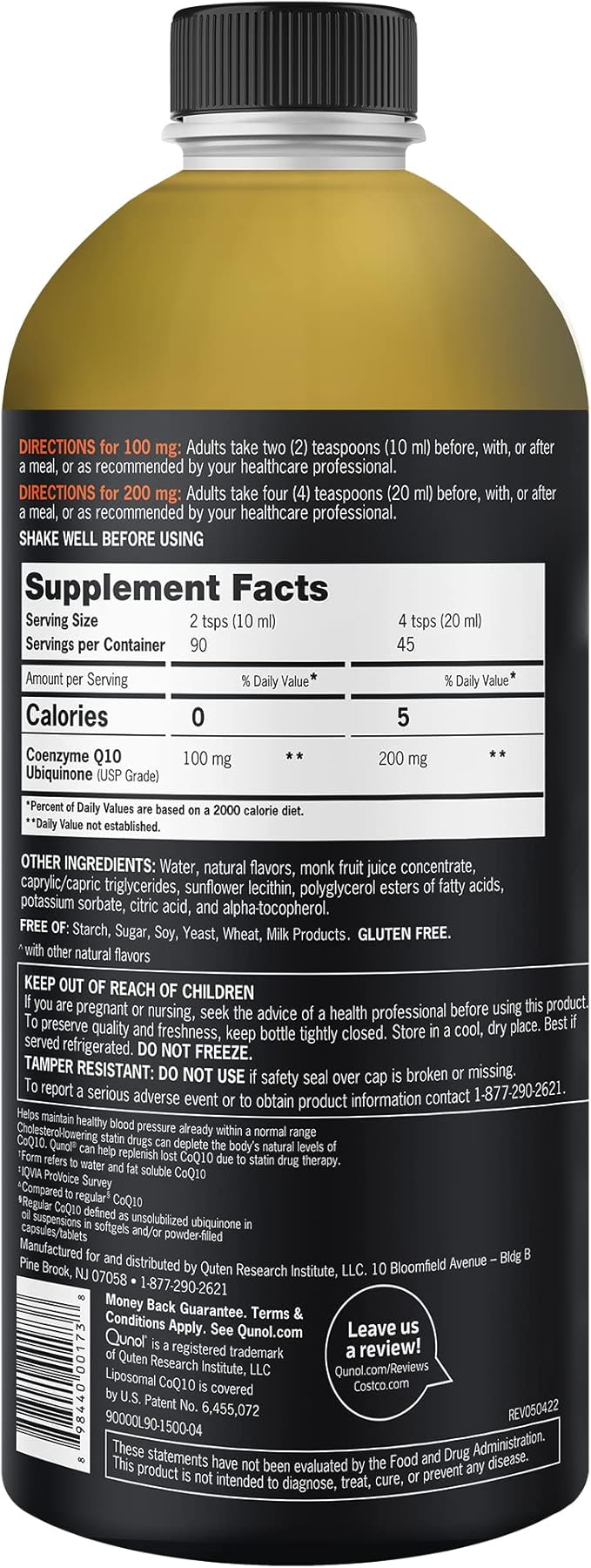 Qunol CoQ10 Liquid Supplement 100mg, Superior Q10, Antioxidant 90 Servings, 30.4 oz