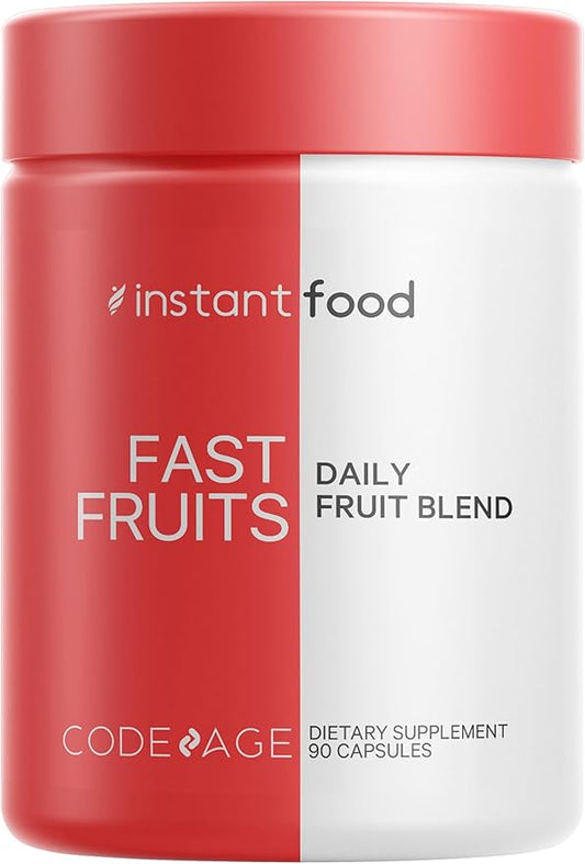 Codeage Instantfood Fast Fruits, Over 15 Fruits Powders Equivalent All-in-One, Vegan Daily Whole Food Vitamins - Berries, Antioxidant Polyphenols & Bioflavonoid Multivitamin, Non-GMO, 90 Capsules