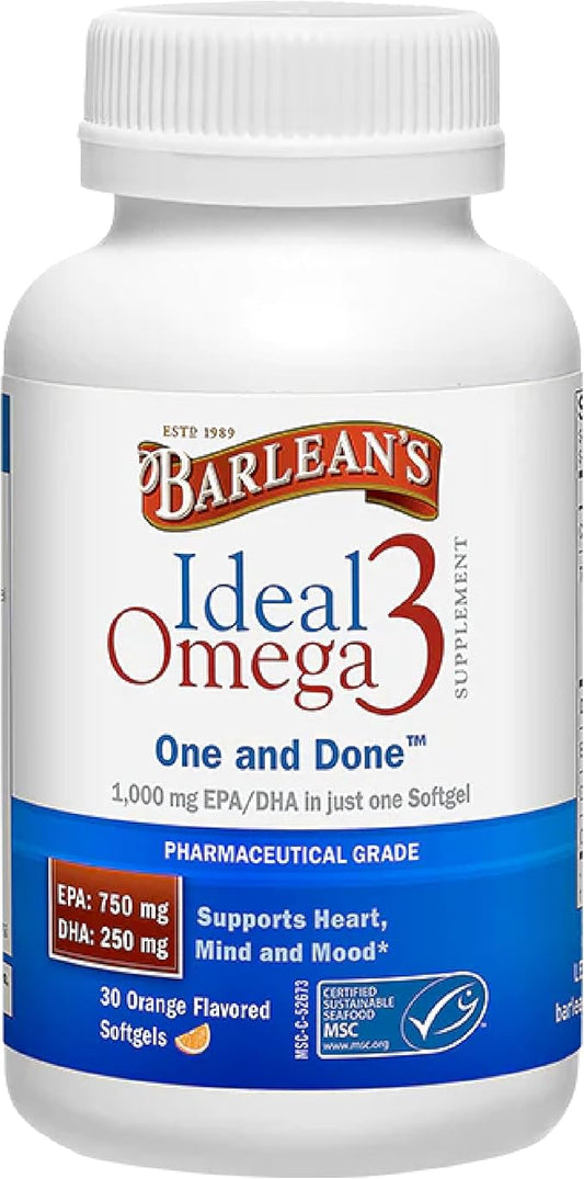 Barlean's Ideal Omega 3 Fish Oil 1,000 mg 30 ct