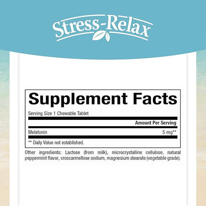 Stress-Relax Melatonin 5 mg by Natural 180 chewable (180 servings),