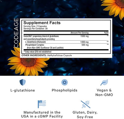 Codeage Liposomal Glutathione 1000 mg, GlutaONE 60 ct