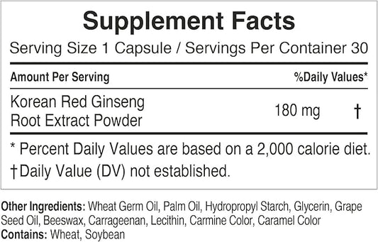 CheongKwanJang Korean Red Ginseng Extract Capsules Plus | All-in-1 Focus Pills for Men & Women | Natural Energy Supplements,Circulation, Immune Support, Brain Booster | 30 Capsules