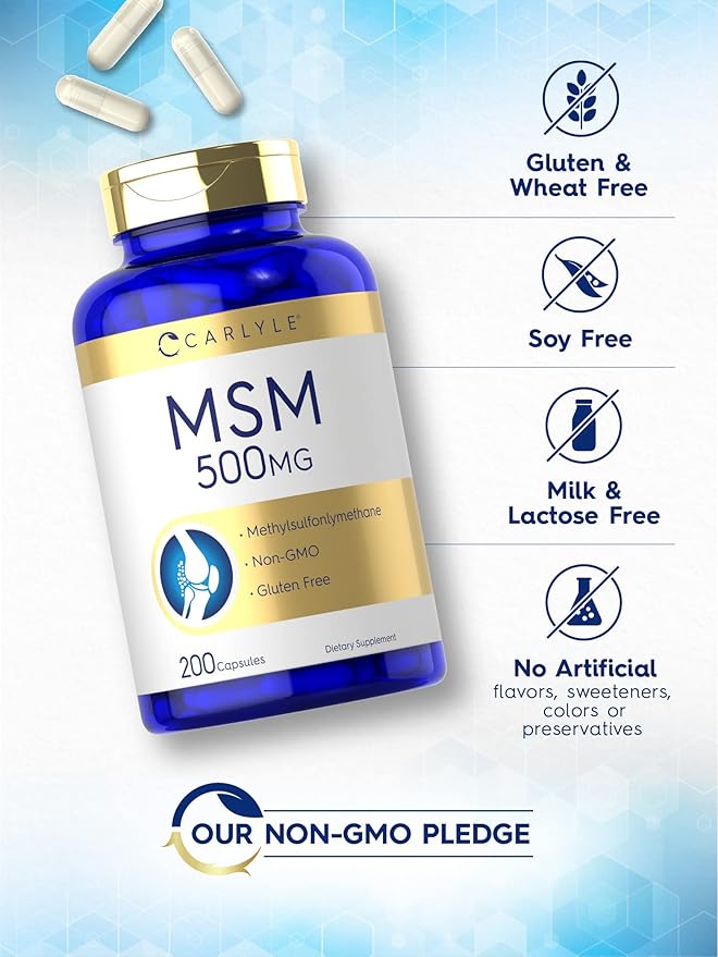 Carlyle MSM Supplement 500mg | 200 Capsules