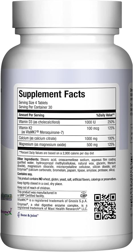 Calcium with Vitamin D3, K2 and Magnesium 120 Tablets