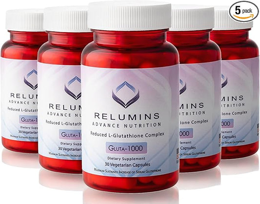 Relumins L Glutathione Supplement Complex 1000mg Complex 30 Caps 5 Bottles