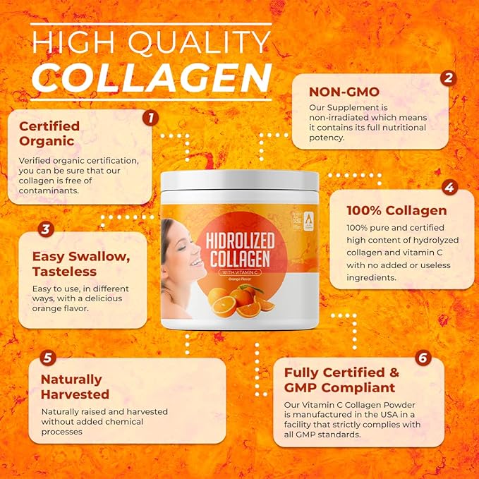 Hydrolyzed Collagen Powder Supplement 200gr (Orange)