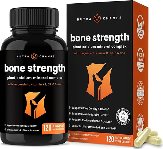 Bone Strength Supplements 600mg | D3 2000 2000 IU, K2, Magnesium, 120 Vegan