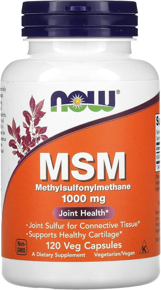 NOW Supplements, MSM (Methylsulfonylmethane) 1,000 mg, 120 Veg