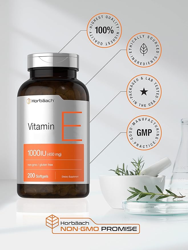 Horbäach Vitamin E 1000 IU Softgel Capsules 200 Count