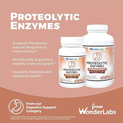 Proteolytic Enzymes | Bromelain Papain Pancreatin 550 mg 300 tablets