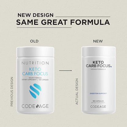 Codeage Keto Carb, White Kidney Bean, Green Tea & Cinnamon Bark Supplement, Triple Action Keto Cheat Vegan Pills, Ketogenic, Low Carb Diet Sugar, 3 Months Supply, Non-GMO, Gluten-Free, 180 Capsules