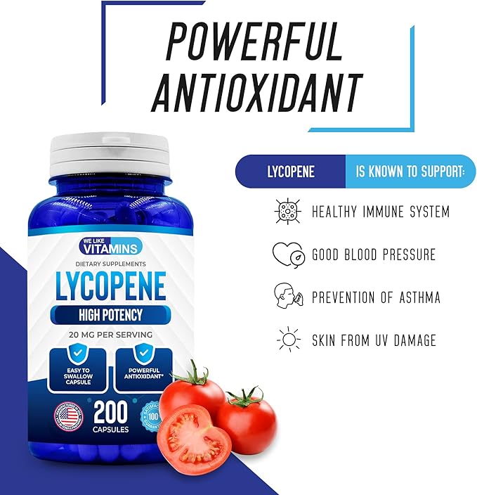 We Like Vitamins Lycopene 20mg Per Serving 200 Capsules