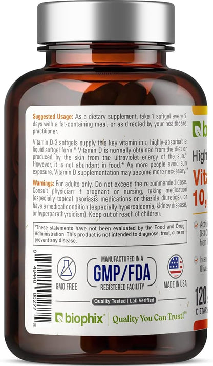 biophix Vitamin D-3 10000 IU 120 Softgels K2