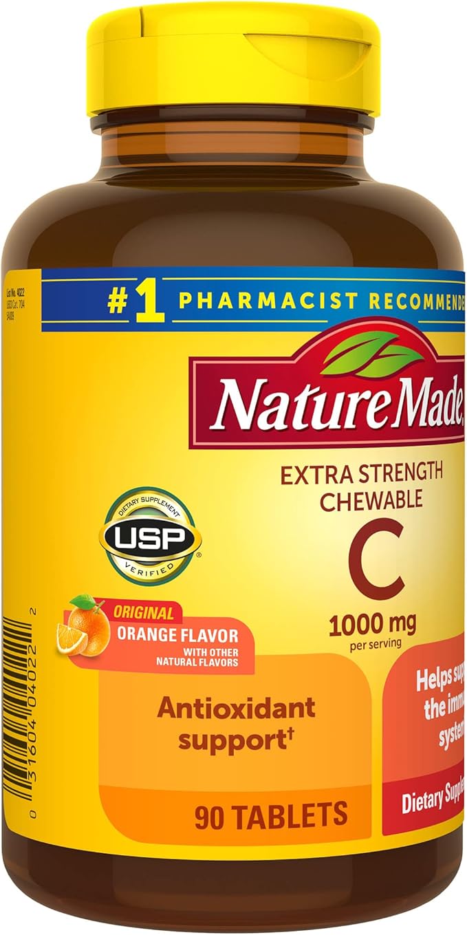 Nature Made Extra Strength Dosage Chewable 1000 mg 90 Tablets, 45 Day