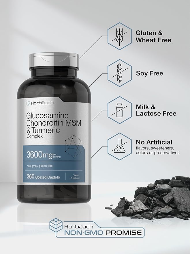Horbäach Glucosamine Chondroitin MSM 3600 mg 360 Caplets
