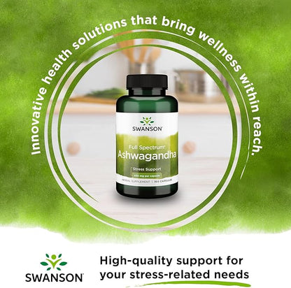 Swanson Ashwagandha Powder Supplement-Ashwagandha Root & (100 Capsules, 450mg Each)