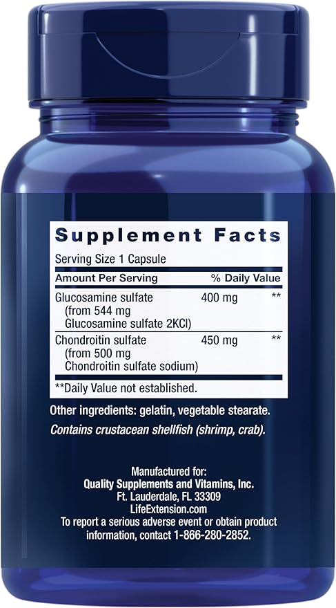 Life Extension Glucosamine/Chondroitin Capsules for healthy 100 capsules