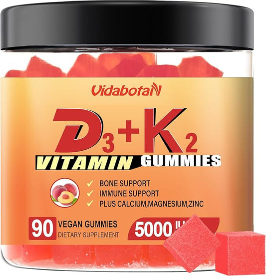Sugar Free Vitamin D3 K2 gummies 5000IU with 90 chewable