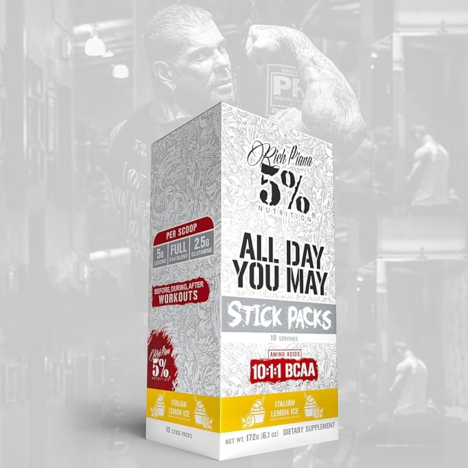 5% Nutrition Rich Piana AllDayYouMay BCAA Powder 9g of