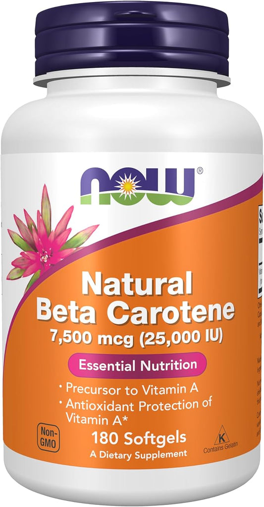 NOW Supplements, Natural Beta Carotene 25,000 180 Softgels