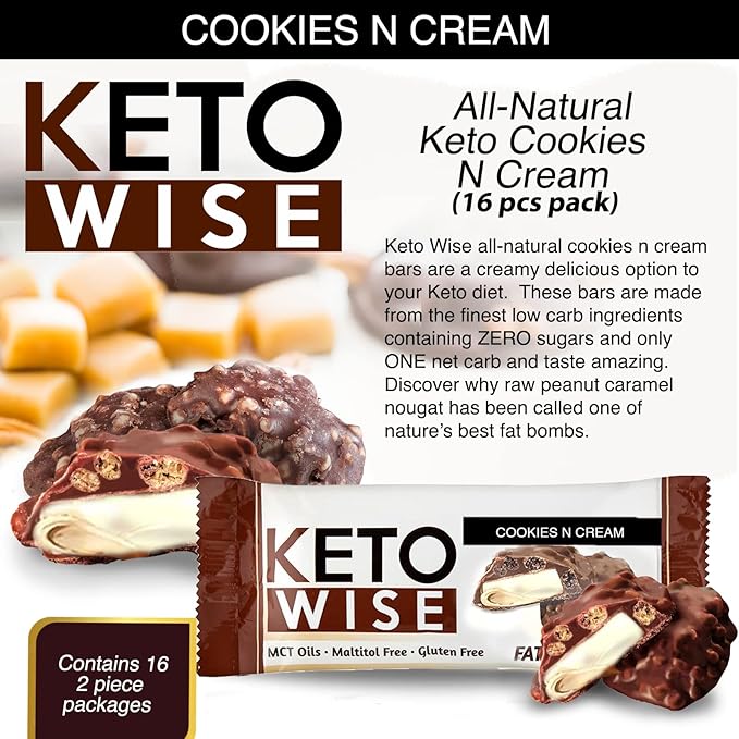 Keto Wise Fat Bombs - Cookies N Cream 16 Count (Pack of 1)