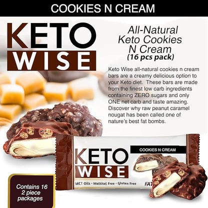 Keto Wise Fat Bombs - Cookies N Cream 16 Count (Pack of 1)