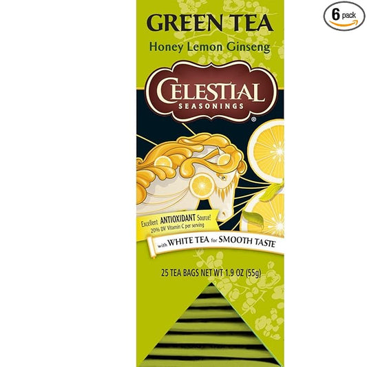 Celestial Seasonings Green Tea, Honey Lemon 25 Count 6)