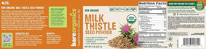 BareOrganics Milk Thistle Seed Powder, Superfood 8 Ounces