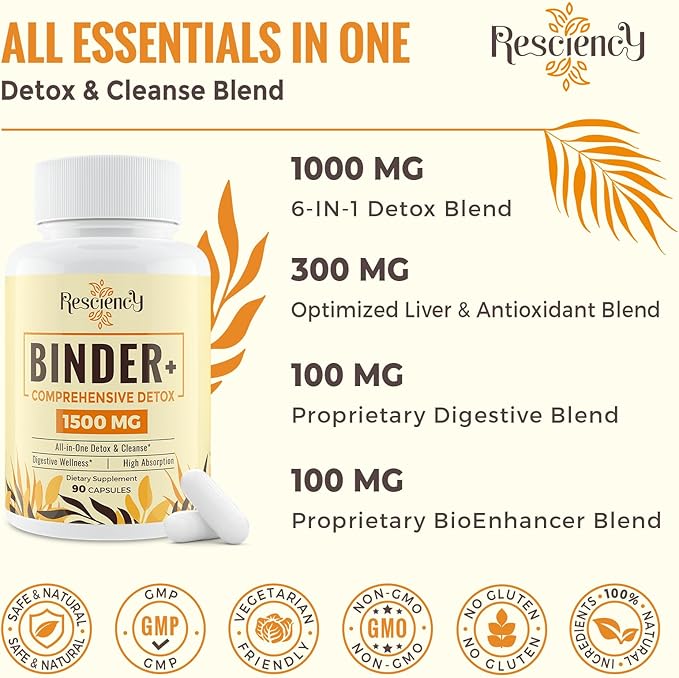 6-in-1 Detox Binder Supplement 1500 MG 180 Vegetarian