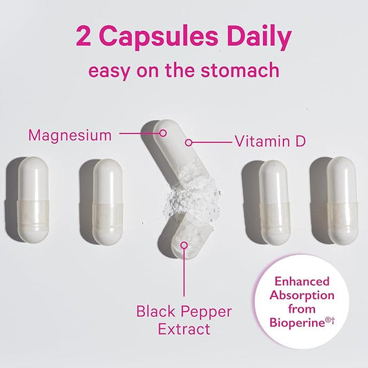 Pink Stork Magnesium Glycinate with Vitamin D - Magnesium Supplement for Women to Support Natural Calm - 2 Pack