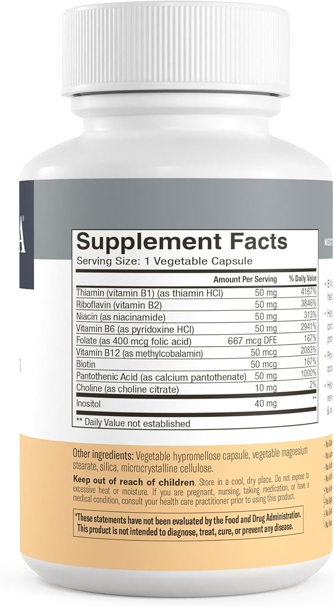 FREEDA Vitamin B Complex B-50 - B1 Vitamin B2 Vitamin B3 Vitamin B6 Vitamin B12 Plus (250 Capsules)