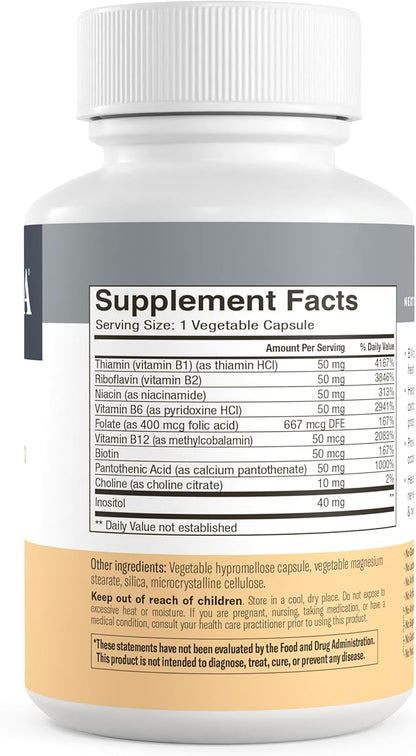 FREEDA Vitamin B Complex B-50 - B1 Vitamin B2 Vitamin B3 Vitamin B6 Vitamin B12 Plus (250 Capsules)
