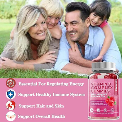 Vitamin B Complex Vegan Gummies B3, B6, B6, Biotin, B9 Folate, B12 with