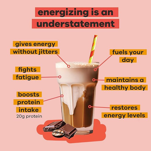 basd Energizing Protein, Mocha Shake 20g Protein, 20 Servings, 100mg Caffeine, 512g Tub