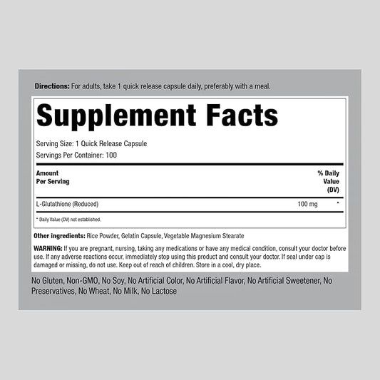 Piping Rock L Glutathione Supplement 100 mg 100 Capsules