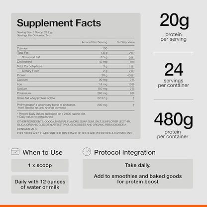 Momentous Essential Grass-Fed Whey Protein Powder - 20g Whey Isolate Protein - NSF Certified, Gluten-Free, 24 Servings for Essential Everyday Use, Chocolate (Package May Vary)