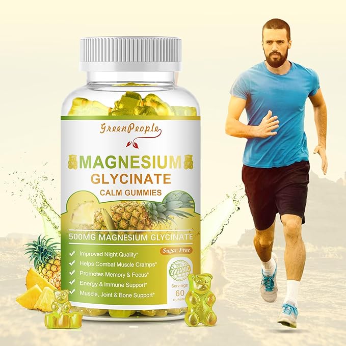Magnesium Glycinate 500mg Gummies with Citrate 1000mg, Taurate 500mg & 200mg - 60 Pineapple